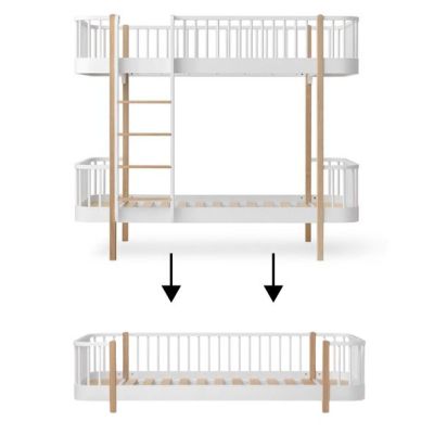 Wood Conversion Kit – Bunk Bed to Floor Day Bed - White / Oak
