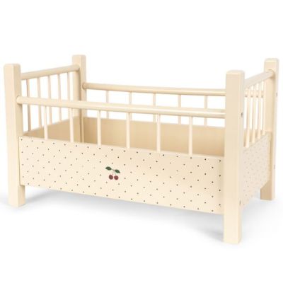 Puppenbett aus Holz - Punkte Kirsch