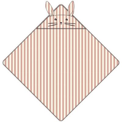 Albert Baby Hooded Towel - Bunny Coral Blush / Cream Stripes