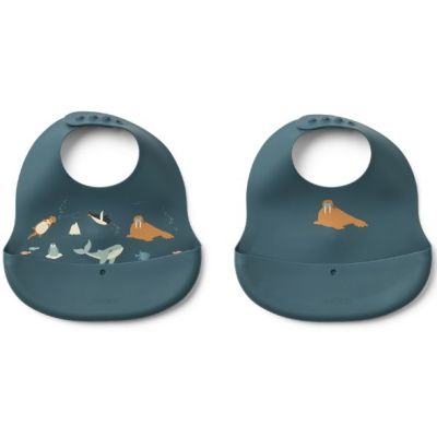 Set de 2 bavoirs en silicone Ember - Mer Arctique
