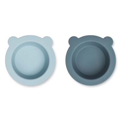 Set de 2 bols ventouse Peony - Bleu Clair / Bleu Foncé