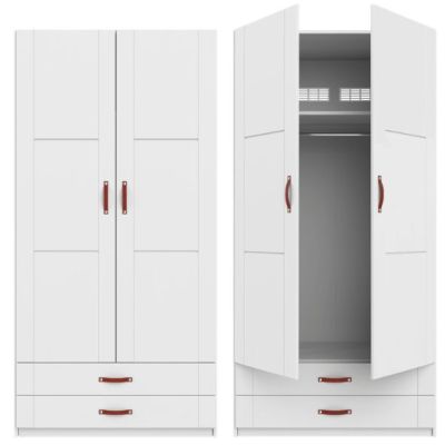 Armoire 100 cm - 2 portes & 2 tiroirs - 1 tringle & 1 étagère
