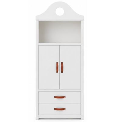Bibliothèque Horloge - 1 étagère, 2 portes & 2 tiroirs - Blanc