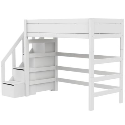 High Sleeper Bed 90 x 200 cm, Height 177 cm with Stairs - Deluxe