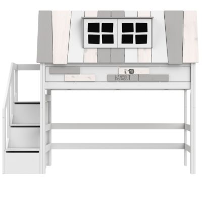 Lit mezzanine 90 x 200 cm mi-hauteur 152 cm avec cabane My Hangout