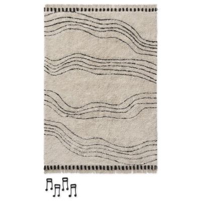 Tapis Lavable Notes de Musique - Noir - 120 x 160 cm