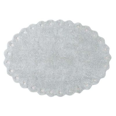 Tapis Lavable Ovale Pomme de pin - Bleu Perle - 130 x 180 cm