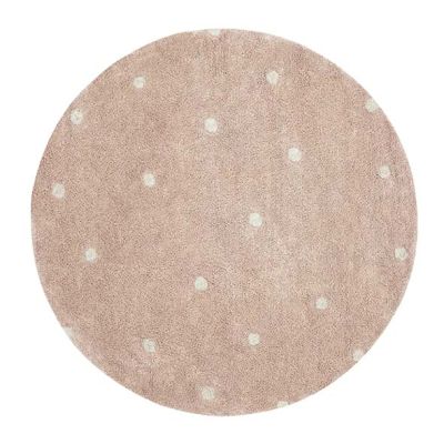 Tapis Lavable Rond Pois 140 cm - Pois Rose