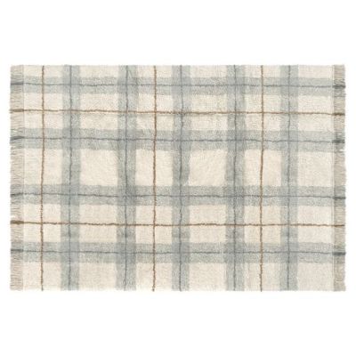Tapis Lavable Tartan - Bleu Sauge - 140 x 190 cm