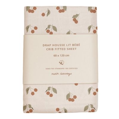 Drap housse 60 x 120 - Cerises
