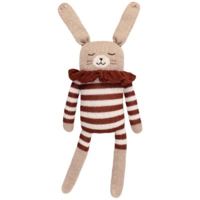 Grand doudou Lapin - Combishort Rayée Sienne