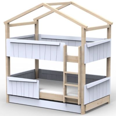 Mitwachsendes Etagenhausbett mit Rausfallschutz und Ausziehbett Star Light 120 x 200 cm