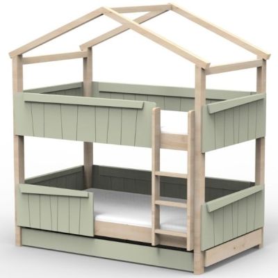 Mitwachsendes Etagenhausbett mit Rausfallschutz und Ausziehbett Star Light 120 x 190 cm