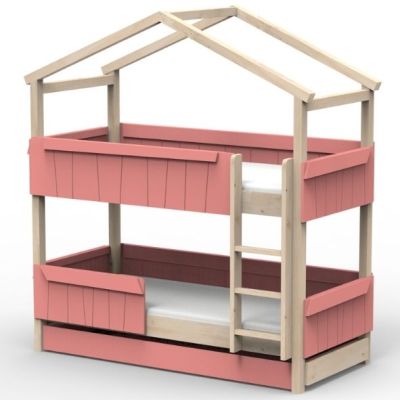 Mitwachsendes Etagenhausbett mit Rausfallschutz und Ausziehbett Star Light 90 x 200 cm