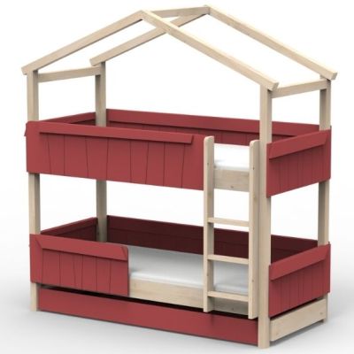 Mitwachsendes Etagenhausbett mit Rausfallschutz und Ausziehbett Star Light 90 x 190 cm