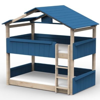 Mitwachsendes Boden-Etagenhausbett Star Light mit Dach 120 x 190 cm