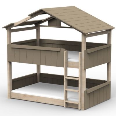 Mitwachsendes Boden-Etagenhausbett Star Light mit Dach 120 x 200 cm