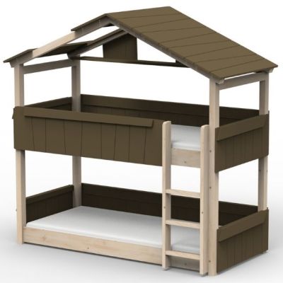 Mitwachsendes Boden-Etagenhausbett Star Light mit Dach 90 x 200 cm