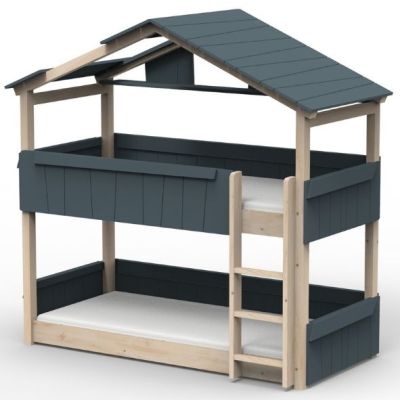 Mitwachsendes Boden-Etagenhausbett Star Light mit Dach 90 x 190 cm