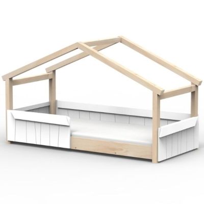 Star Light Montessori Convertible Single Floor House Bed with Safety Rail 90 x 200 cm