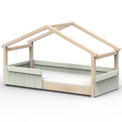 Star Light Montessori Convertible Single Floor House Bed with Safety Rail 90 x 190 cm