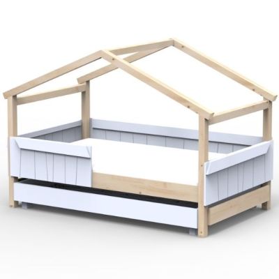 Star Light Convertible House Bed with Safety Rail and Trundle Drawer 120 x 190 cm