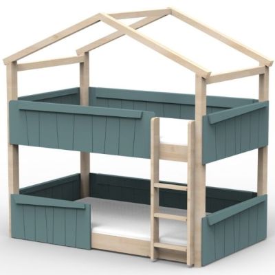 Mitwachsendes Boden-Etagenhausbett mit Rausfallschutz Star Light 120 x 200 cm