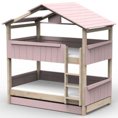 Mitwachsendes Etagenhausbett mit Ausziehbett Star Light mit Dach 120 x 200 cm