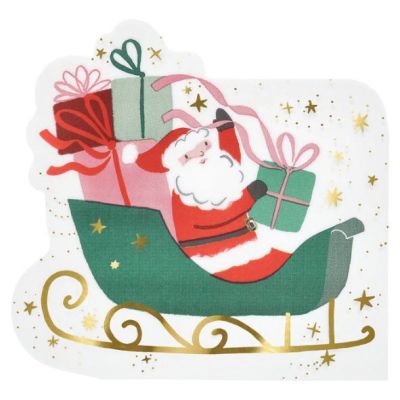 Set de 16 serviettes - Traîneau du Père Noël