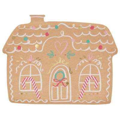 Set de 8 assiettes en carton - Maison en pain d'épices