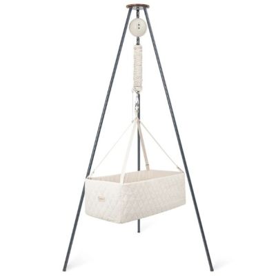 Bundle Classic - Berceau bébé rectangulaire suspendu à ressorts - Moteur Original - Nature / Gris