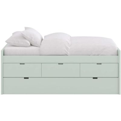 Block Single Bed with Trundle Bed & Drawers - 90x200cm