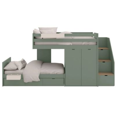 Train Bunk Bed with Storage - Staircase - 90x200cm