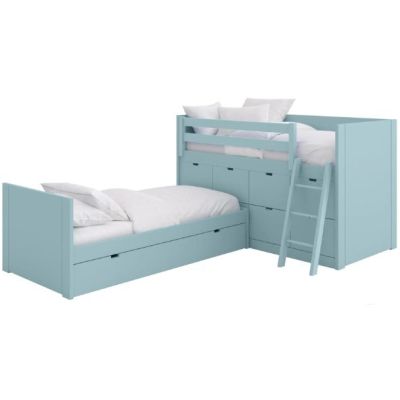 Block XL Single Beds in an L-shape with 8 Drawers and Trundle Bed - 90x190cm