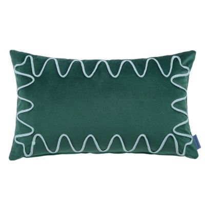 Coussin rectangulaire brodé Rita Eco-Velours - Vert