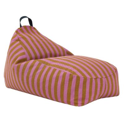Pouf long Enfant Bliss - Rayures Rose / Curry