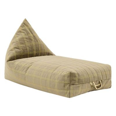 Pouf long Enfant Oasis Eco-Velours - Carreaux Vert Clair / Citron
