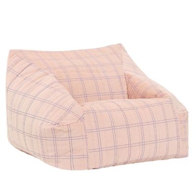 Pouf Fauteuil Enfant Chelsea Eco-Velours - Carreaux Rose / Violet
