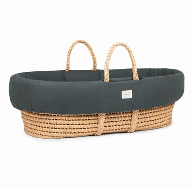 Padded Baby Moses Cover - Linen Green Blue