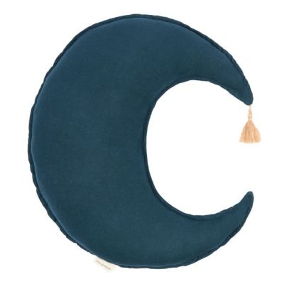 Coussin Lune - Lin Bleu