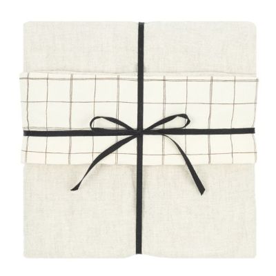 Duvet Cover 100x140cm - Linen Greige Grid