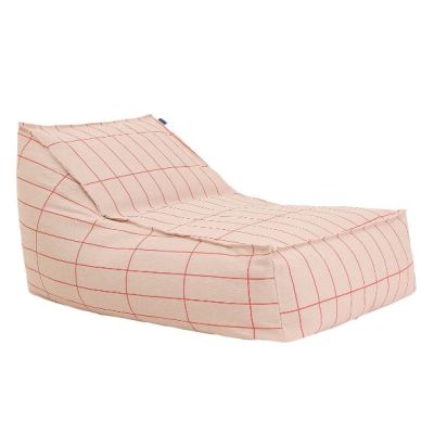 Pouf long Ado Vibes - Carreaux Rose / Rouge