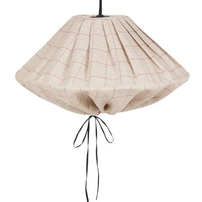 Yumi Lampshade - 50 cm - Linen Carmine Grid