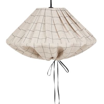 Yumi Lampshade - 50 cm - Linen Charcoal Grid