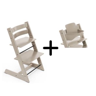 Chaise Haute TRIPP TRAPP + Set bébé v2 - Gris Cachemire