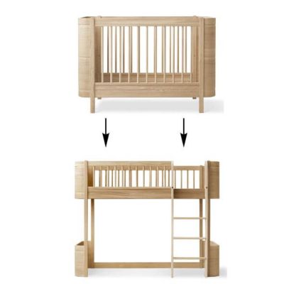 Mini+ Umbausatz - Babybett zu Halbhohes Hochbett - Eiche