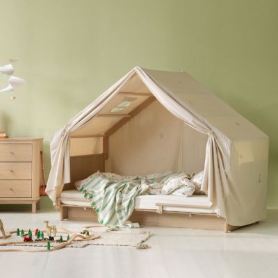 Camp Novel Embroidered Bed Tent for House Roof - Undyed Birds