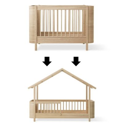 Mini+ Umbausatz - Babybett zu Junior Hausbett - Eiche