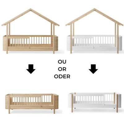 Mini+ Umbausatz - Junior Hausbett zu Juniorbett - Eiche