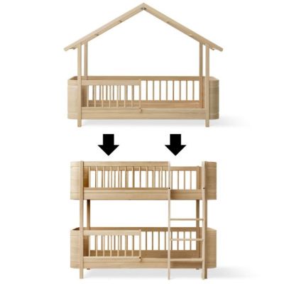 Mini+ Umbausatz - Junior Hausbett zu Halbhohes Etagenbett - Eiche